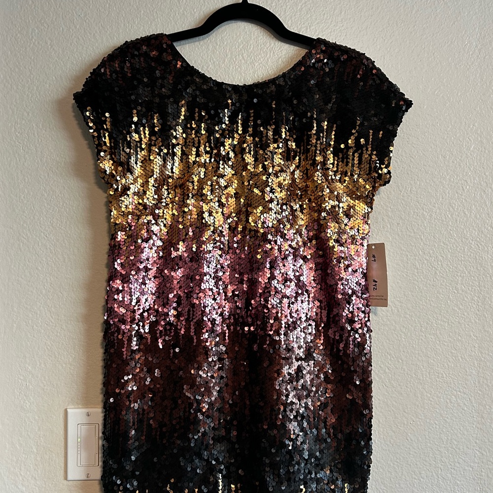 Tobi Sequin Mini Dress - Black, Gold, Pink
